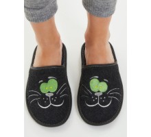  Домашняя обувь женская ворсин, вышивка "Котик с усами" 502074