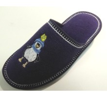  Домашняя обувь женская махра синяя, вышивка "Пингвин" 502001