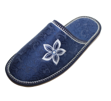Домашняя обувь женская жаккард синий, вышивка "Цветок" 502068