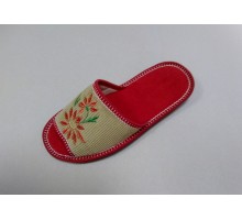 Домашняя обувь женская вельвет оливковый, вышивка "Гербера" 513151