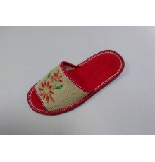 Домашняя обувь женская вельвет оливковый, вышивка "Гербера" 513151