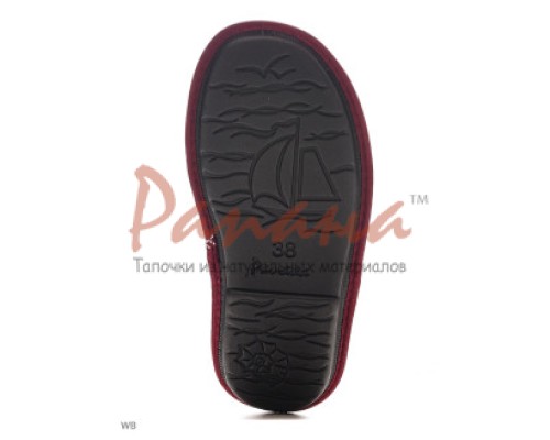 Домашняя обувь женская вельвет бордовый, вышивка "Мои любимые тапочки" 502041