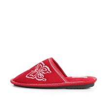 Домашняя обувь женская вельвет красный, вышивка "Бабочка" 502013