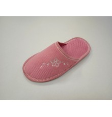 Домашняя обувь женская вельвет розовый, вышивка "Лютик" 502030