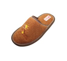  Домашняя обувь женская махра коричневая, вышивка "Домик" 502045