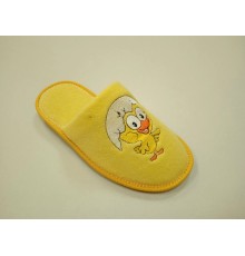 Домашняя обувь женская махра жёлтая, вышивка "Цыпленок" 503007