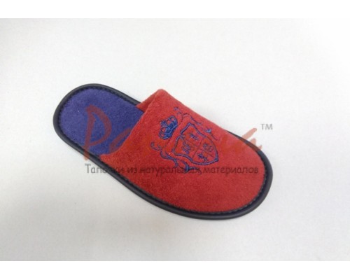  Домашняя обувь женская махра красная, вышивка "Герб" 503011