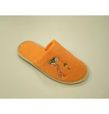 Домашняя обувь женская махра оранжевая, вышивка "Жираф" 503021