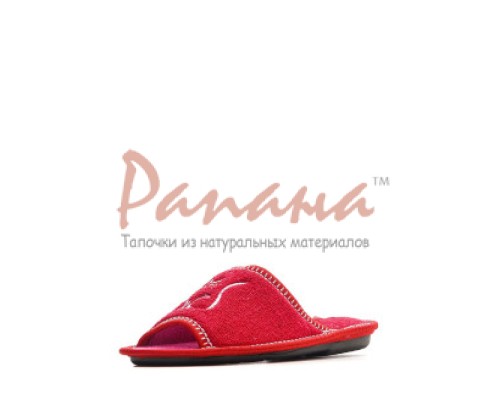 Домашняя обувь женская махра красная, вышивка "Кошка" 513042