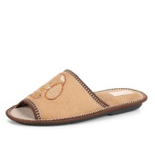 Домашняя обувь женская вельвет бежевый, вышивка "Собачки" 513123