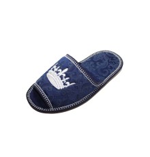 Домашняя обувь женская жаккард синий, вышивка "Корона" 513134
