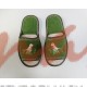 Домашняя обувь женская махра зеленая, вышивка "Птичка" 513155