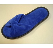 Домашняя обувь женская велюр синий бантик 513166