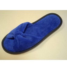 Домашняя обувь женская велюр синий бантик 513166