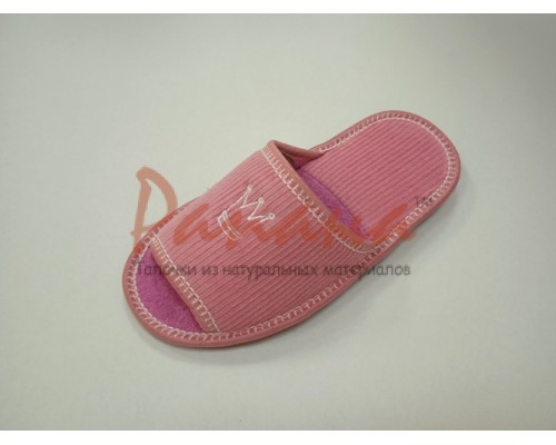 Домашняя обувь женская вельвет розовый, вышивка "Корона" 513167