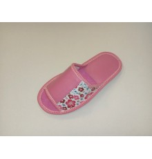 Домашняя обувь женская кожа натуральная комбинированная с принтом 513168-3 розовые