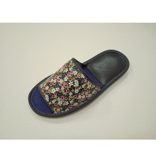 Домашняя обувь женская кожа натуральная комбинированная с принтом 513168-5 цветы разные