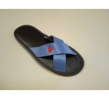 Домашняя обувь женская натуральная кожа, цвет голубой 515001
