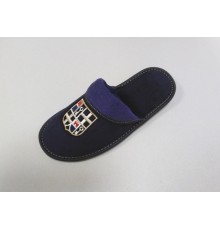 Домашняя обувь мужская вельвет синий, вышивка "Герб Ключ" 701016