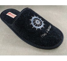 Домашняя обувь мужская ворсин, вышивка "Штурвал" 704001