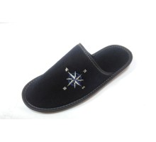 Домашняя обувь мужская вельвет синий, вышивка "Компас" 704037