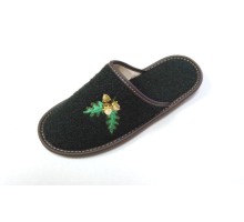 Домашняя обувь мужская букле зеленый, вышивка "Дубовые Листочки" 704071