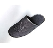 Домашняя обувь мужская вельвет черный, вышивка "ТИГР" 704073