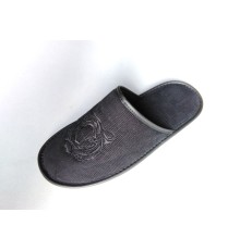 Домашняя обувь мужская вельвет черный, вышивка "ТИГР" 704073