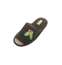 Домашняя обувь мужская хлопок зеленый, вышивка "Дубовые листочки" 713012