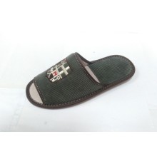 Домашняя обувь мужская вельвет хаки, вышивка "Герб с ключом" 713033