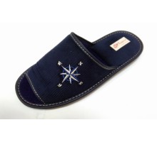 Домашняя обувь мужская вельвет синий, вышивка "Компас" 713034