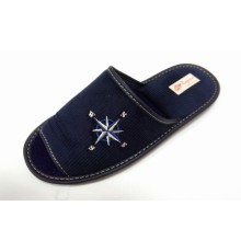 Домашняя обувь мужская вельвет синий, вышивка "Компас" 713034