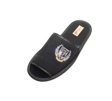 Домашняя обувь мужская канвас черный, вышивка "Герб стрелы" 713078
