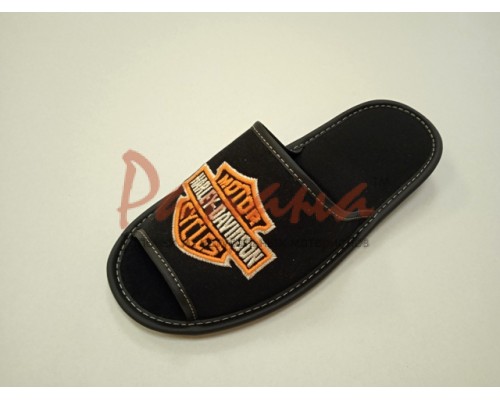 Домашняя обувь мужская канвас черный, вышивка "HARLEY DAVIDSON" 713086