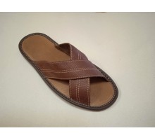 Домашняя обувь мужская, кожа натуральная коричневая 715001