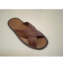 Домашняя обувь мужская, кожа натуральная коричневая 715001