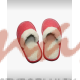  Домашняя обувь женская джинса красная, мех трикотажный 501070