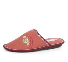  Домашняя обувь женская джинса кирпичная, вышивка "Цветочный узор" 502017